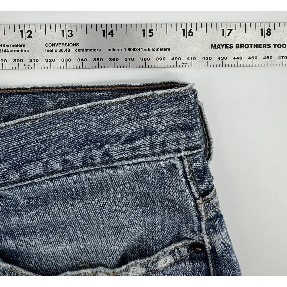 Levi's 527 Women's High Rise Cut Off Blue Denim Shorts Distressed Size 32W